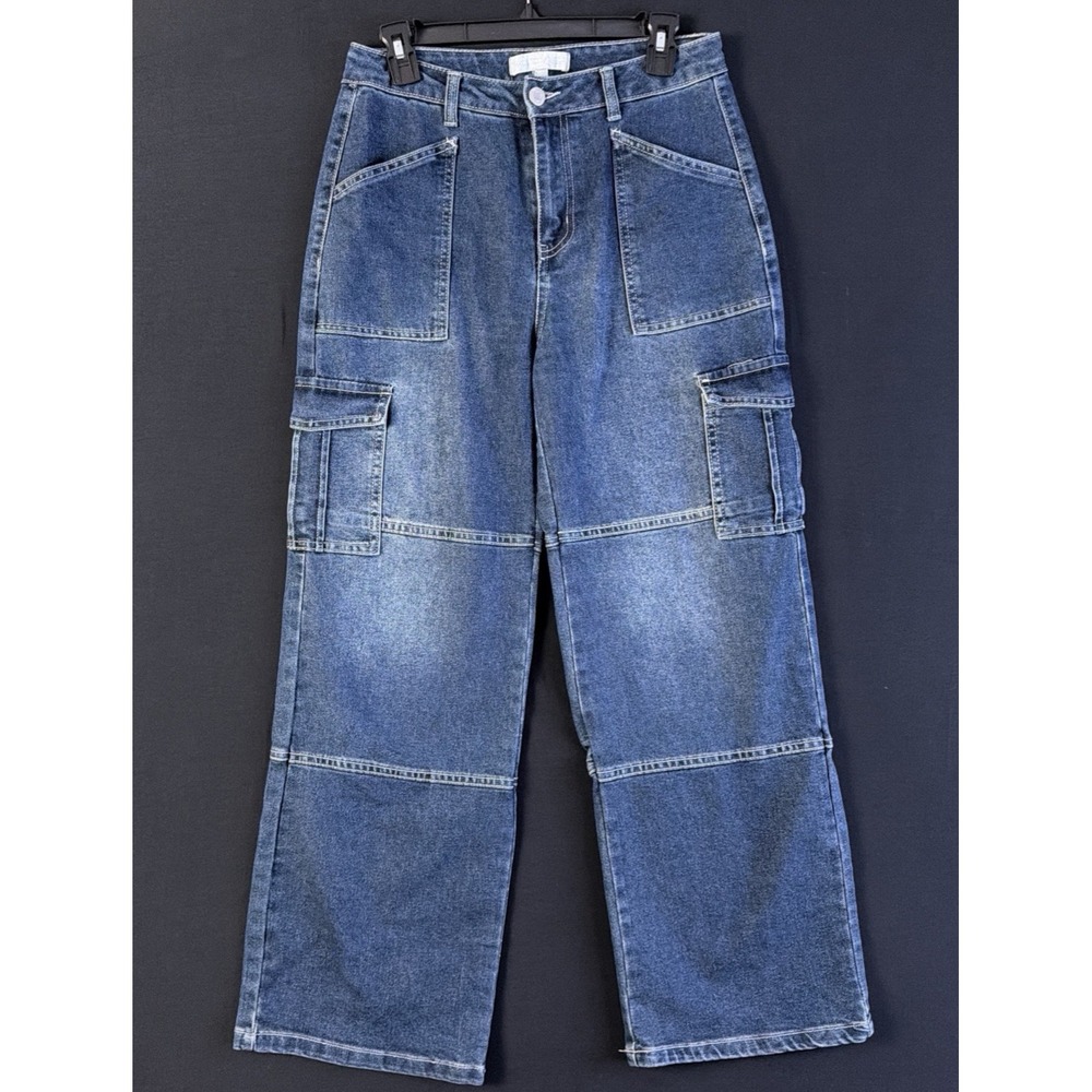 Project/Rebel Women's Wide Leg Cargo Jeans Size 5 90's Y2K